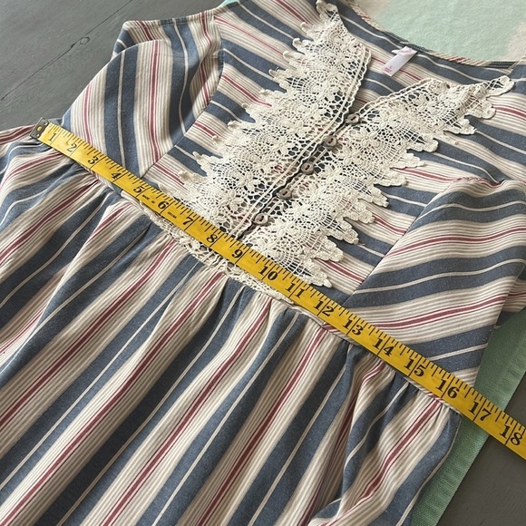 Xhilaration Boho Striped Lace Front Sleeveless Cinch Waist Dress - Picture 7 of 9